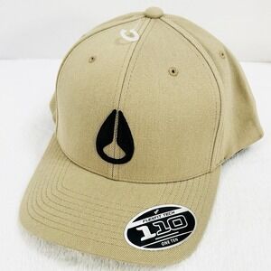 Nixon Logo Flexfit Tech One Ten Hat Cap Snapback Adjustable Beige Outdoors Work